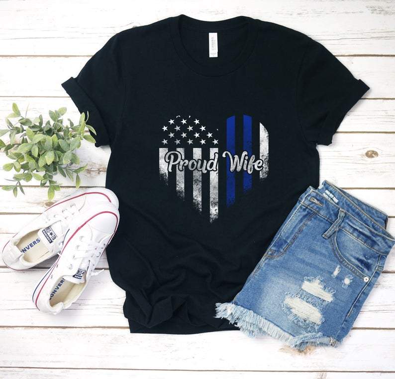 Dreameris Proud Police Wife Shirt T Shirt Tee Officer Cop Deputy Wifey Law Enforcement Leo V Neck Gift Gifts Hoodie Sweatshirt Tank Top Long Sleeve