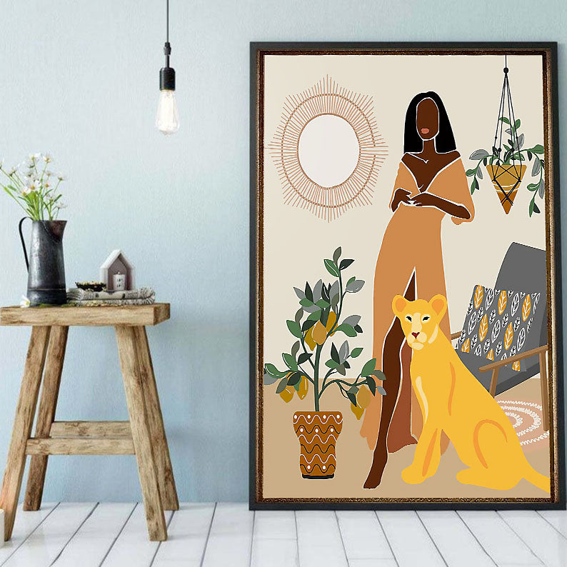 South Africa Custom Canvas Prints Graphic Afro Poster Art Print Black Woman Illustration Black King Beautiful Canvas Home Decoration