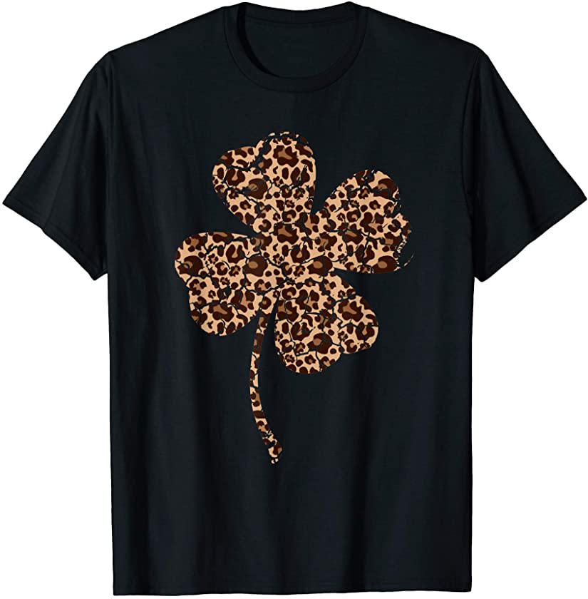 Shamrock Leopard Camouflage Fun St Patricks Day T-Shirt