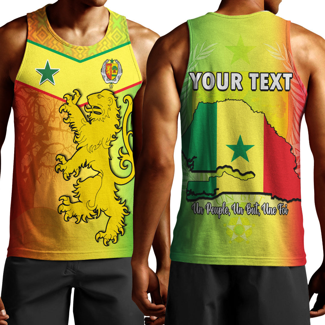 (Custom Personalised) Senegal Men Tank Top Lion With Senegal Map Reggae Style Lt14