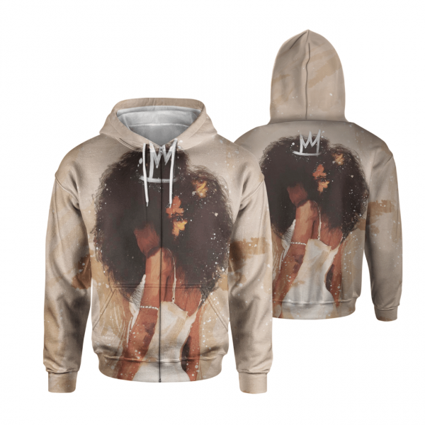 Black Queen Art Afro Girl Beauty All Over Print 3D Unisex Zip Up Hoodie Us Size