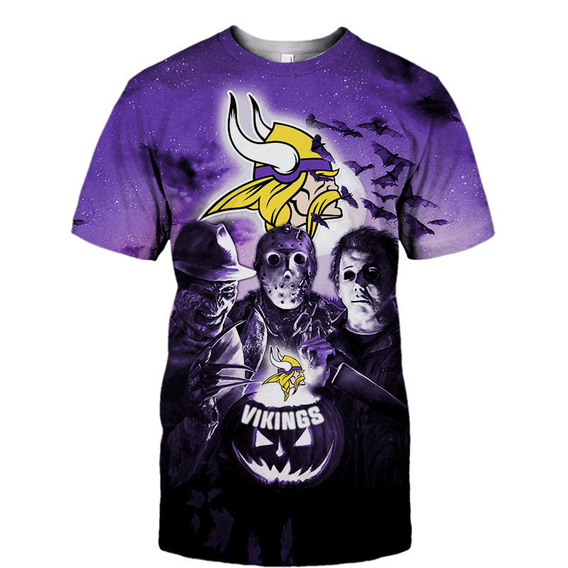 Minnesota Vikings T Shirt 3D Halloween Horror Night T Shirt