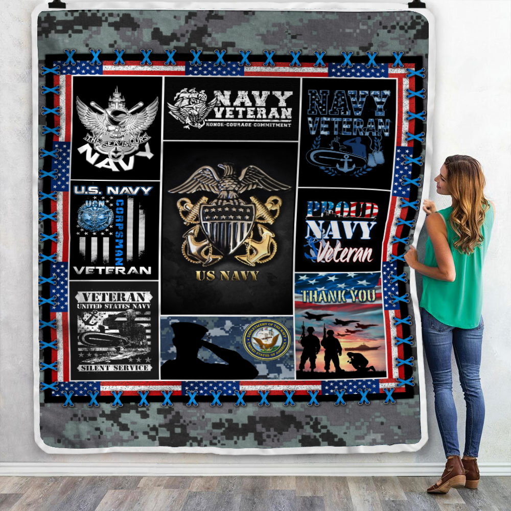 Proud Navy Veteran Eagle Throw Blanket