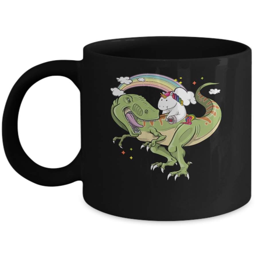 Unicorn Riding Dinosaur T Rex Unicorns Rainbow Gifts Mug