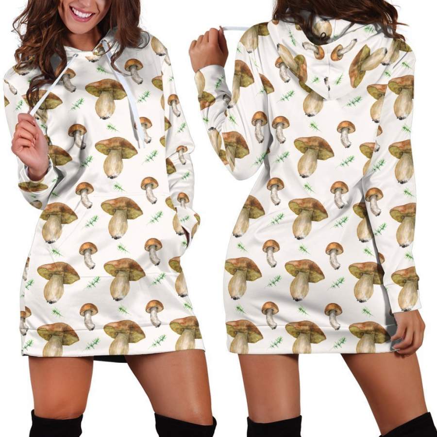 All Over Printing Mushroom Hoodie Dress