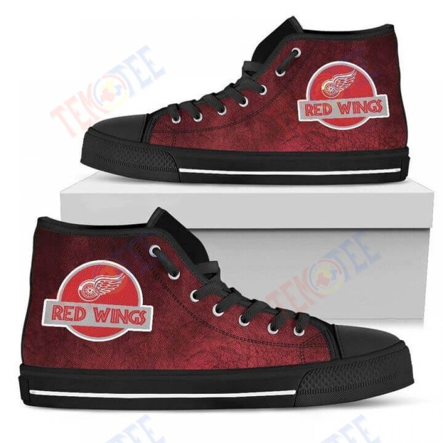 Mens Womens Jurassic Park Detroit Red Wings High Top Shoes V2 TMT252