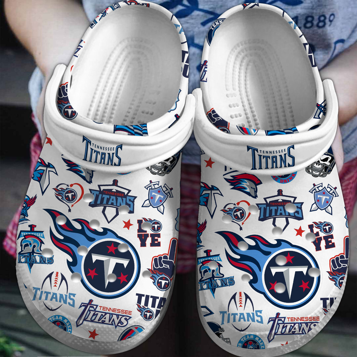 Tennessee Titans NFL Sport Crocs Crocband Clogs Shoes Comfortable For Men Women and Kids