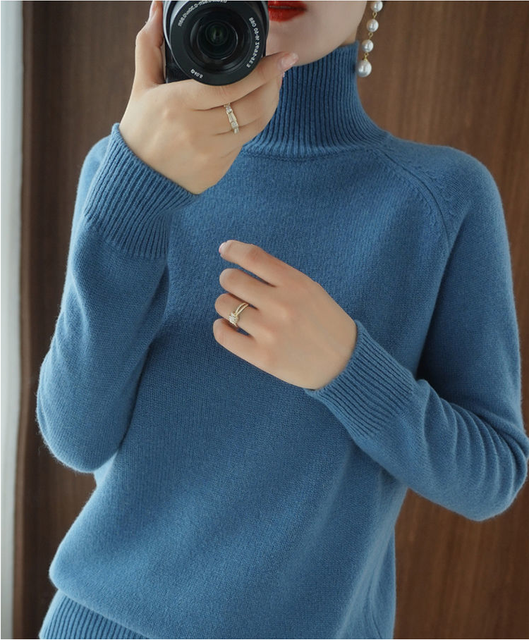 Women Turtleneck Sweater 2022 Fall Winter Sloid Color Cashmere Sweaters Jumper Female Casual Long-sleeved Bottoming Pullover alx