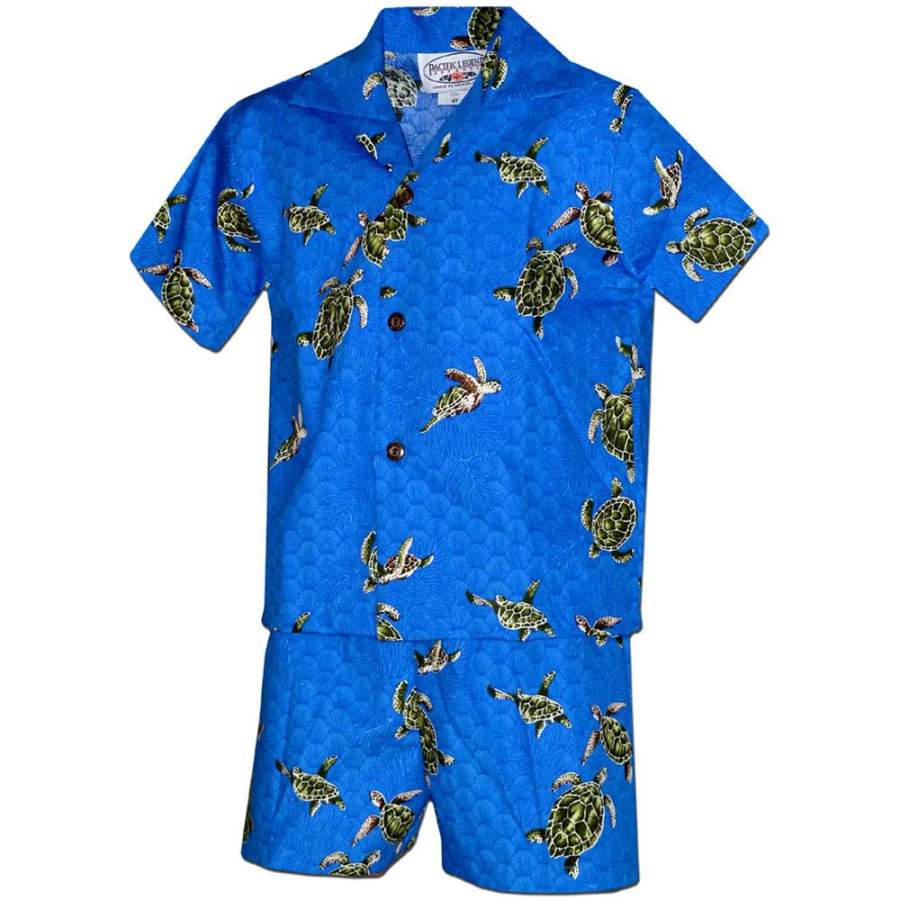 Turtle Time Blue Hawaii Shirt And Shorts Ha85942