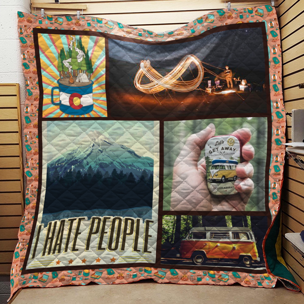 Camping I hate People Quilt Blanket