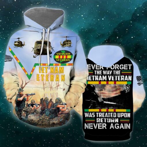 Never Forget The Way The Vietnam Veteran Was Treated Upon Return Never Again 3D All Over Print Shirts For Men & Women, Happy Veteran Memorial 3D Shirts, Veteran Day