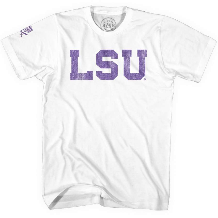 B&B Dry Goods LSU Tigers Athletic Block T-Shirt – White