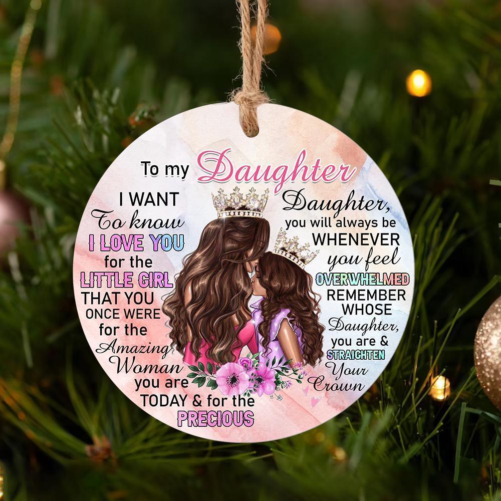 To My Daughter I Want To Know I Love You Circle Ornament Gift For Daughter Porcelain Ceramic Home Decorations Ornament Pendant Gift For Christmas Tree Decor