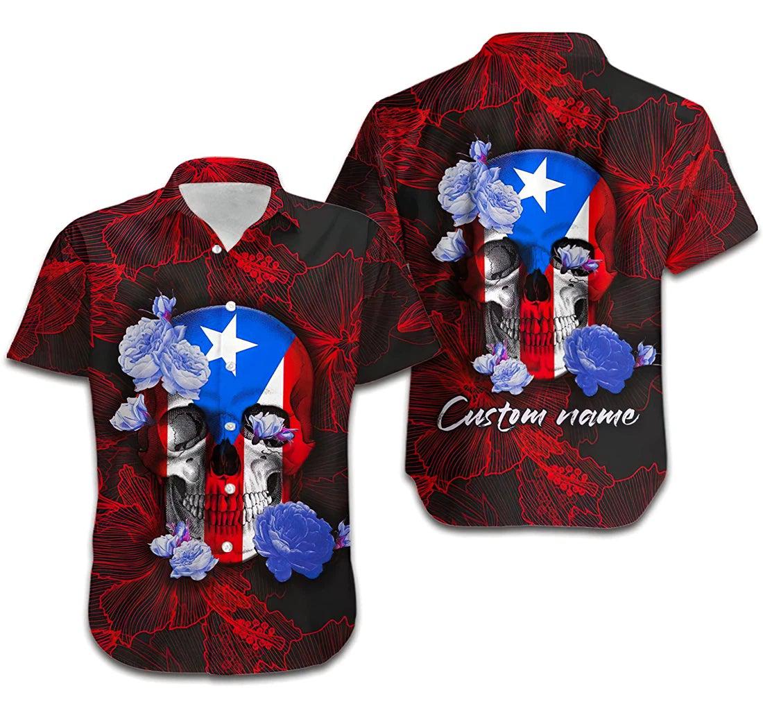 Puerto Rico Skull Red Lily Flower Hawaii Shirt For Men And Women Ha96079