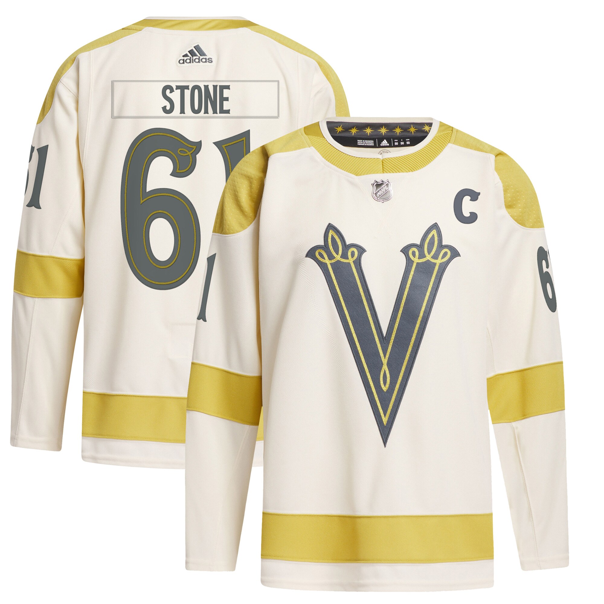 Men's Vegas Golden Knights Mark Stone adidas Cream 2024 NHL Winter Classic Primegreen Authentic Player Jersey