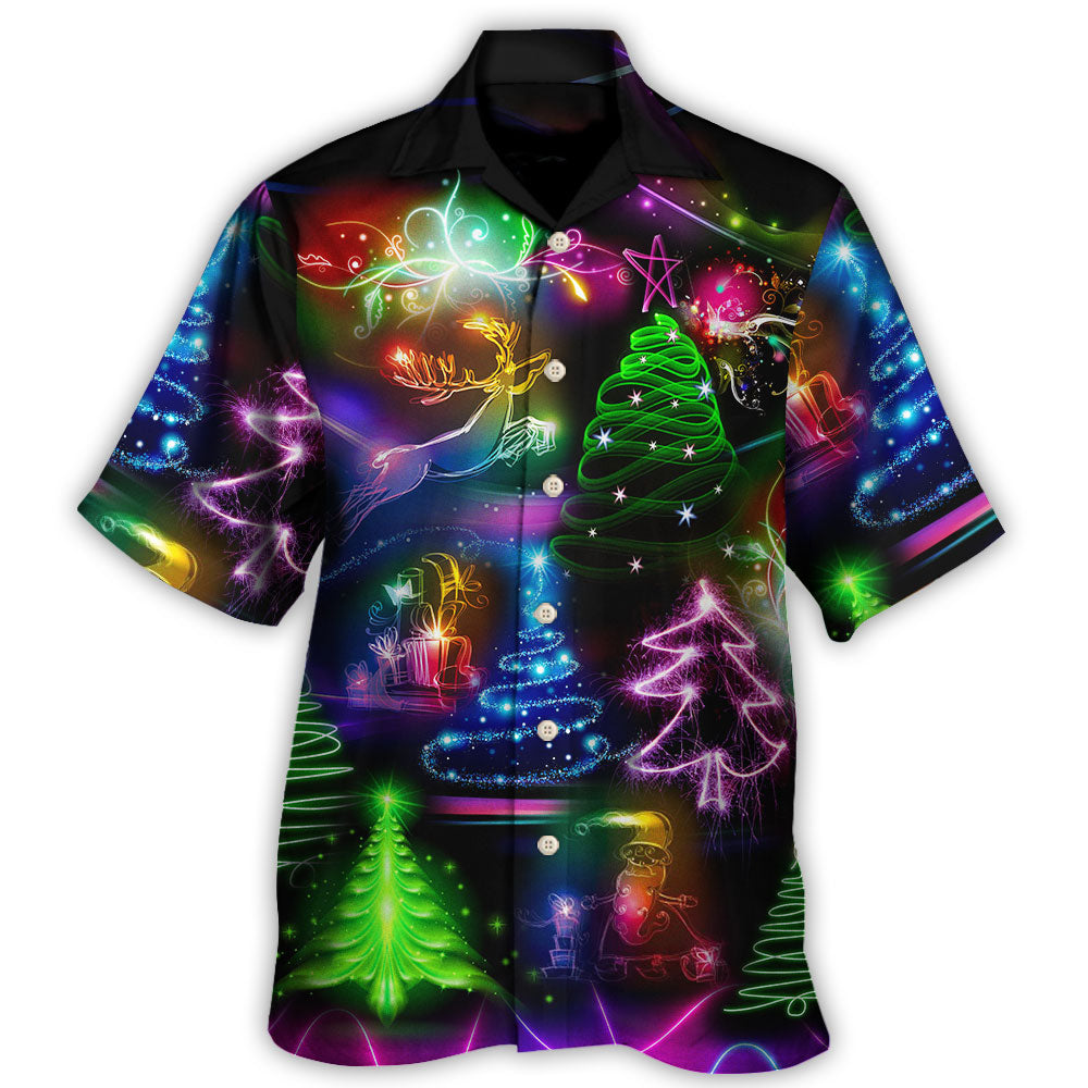 Christmas Neon Art Tree And Snowman Hawaii Shirt Ha14560