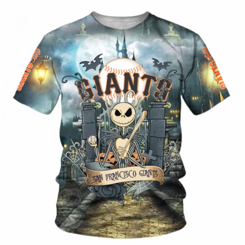 San Francisco Giants With Jack Skellington All Over Print 3D Tshirt, San Francisco Giants Tshirt