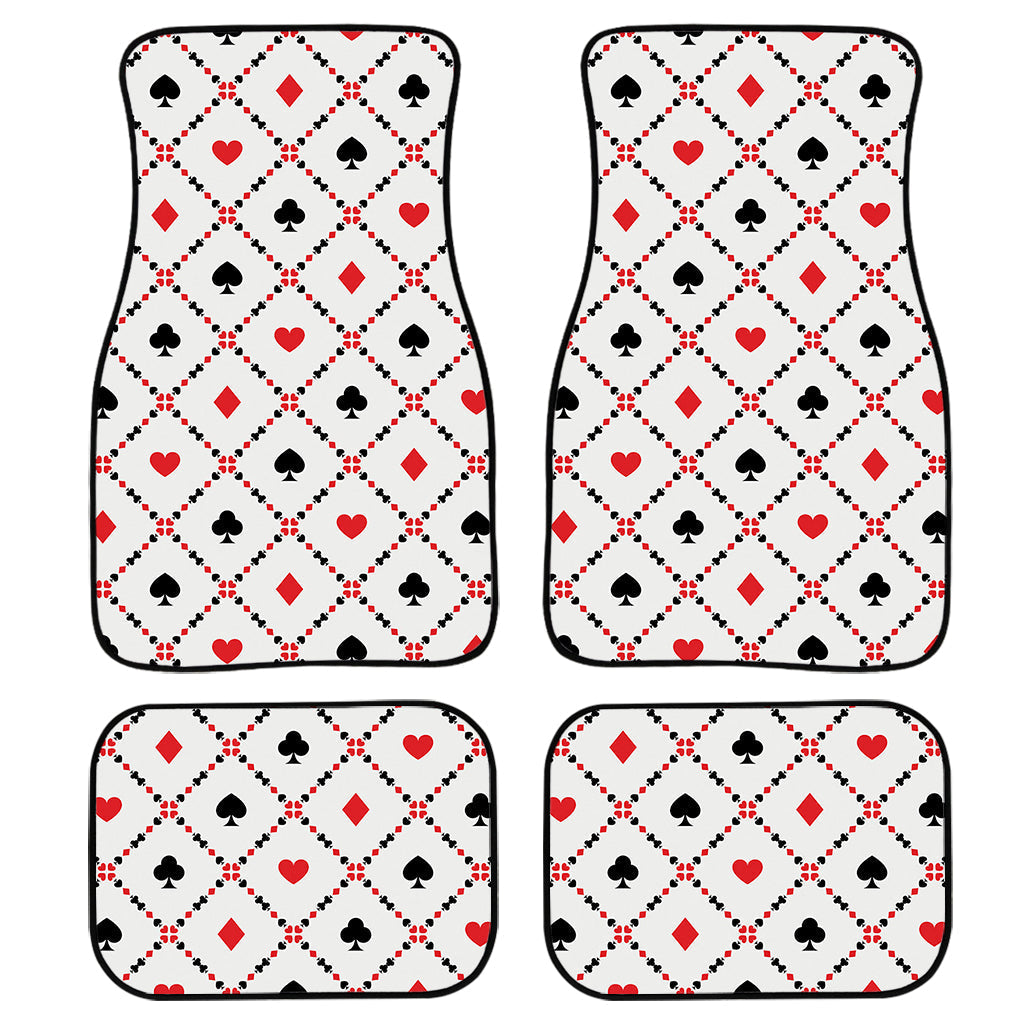 Poker Playing Card Suits Pattern Print Front And Back Car Floor Mats, Front Car Mat