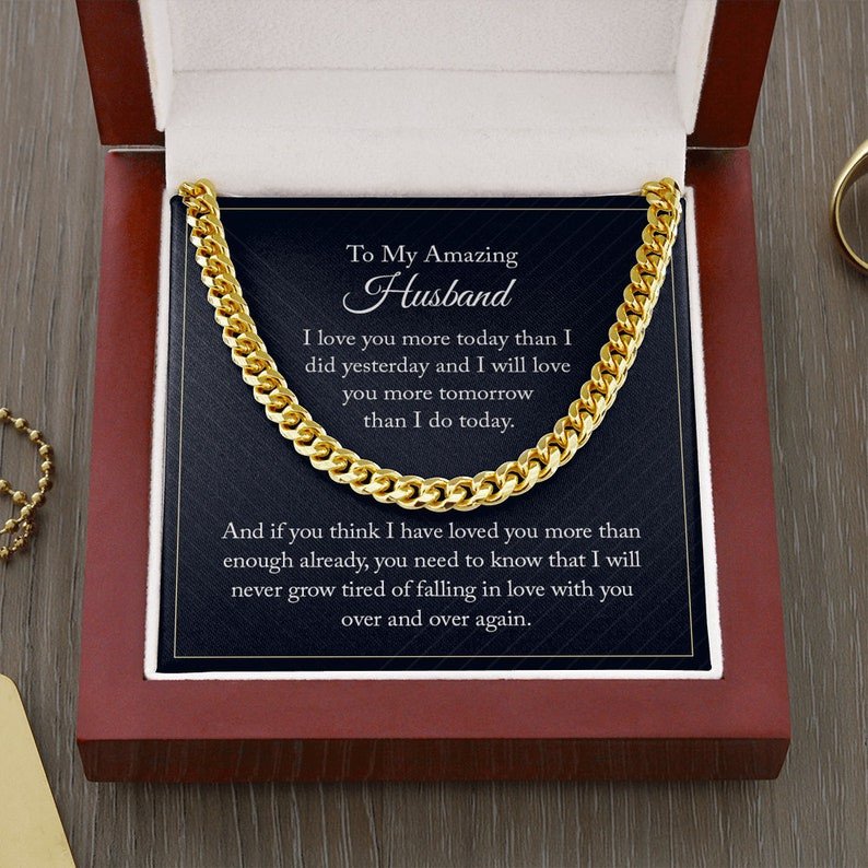 Valentines Day Gifts For Him, Cuban Link Chain Necklace For Husband, I Love You More Today