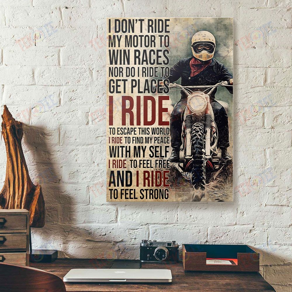 Canvas Painting I Ride To Feel Strong Motorcycle Canvas Wall Art Home Decoration