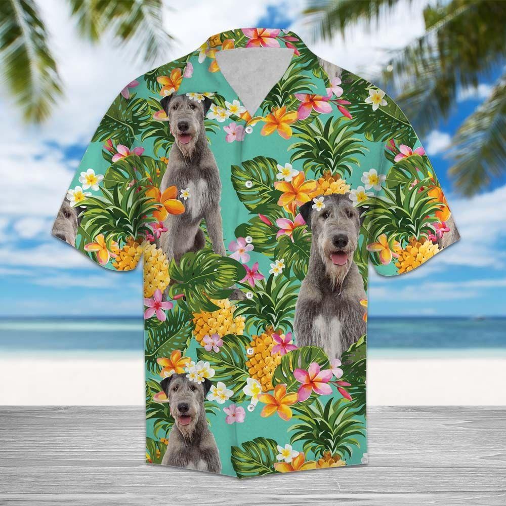 Tropical Pineapple Irish Wolfhound Aloha Hawaiian Shirt Colorful Short Sleeve Summer Beach Casual Shirt For Men And Women