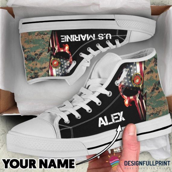 Us Marine Personalized High Top Canvas Shoes