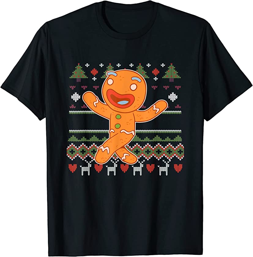 Ugly Christmas Gingerbread Santa Claus New Year Reindeer T-Shirt