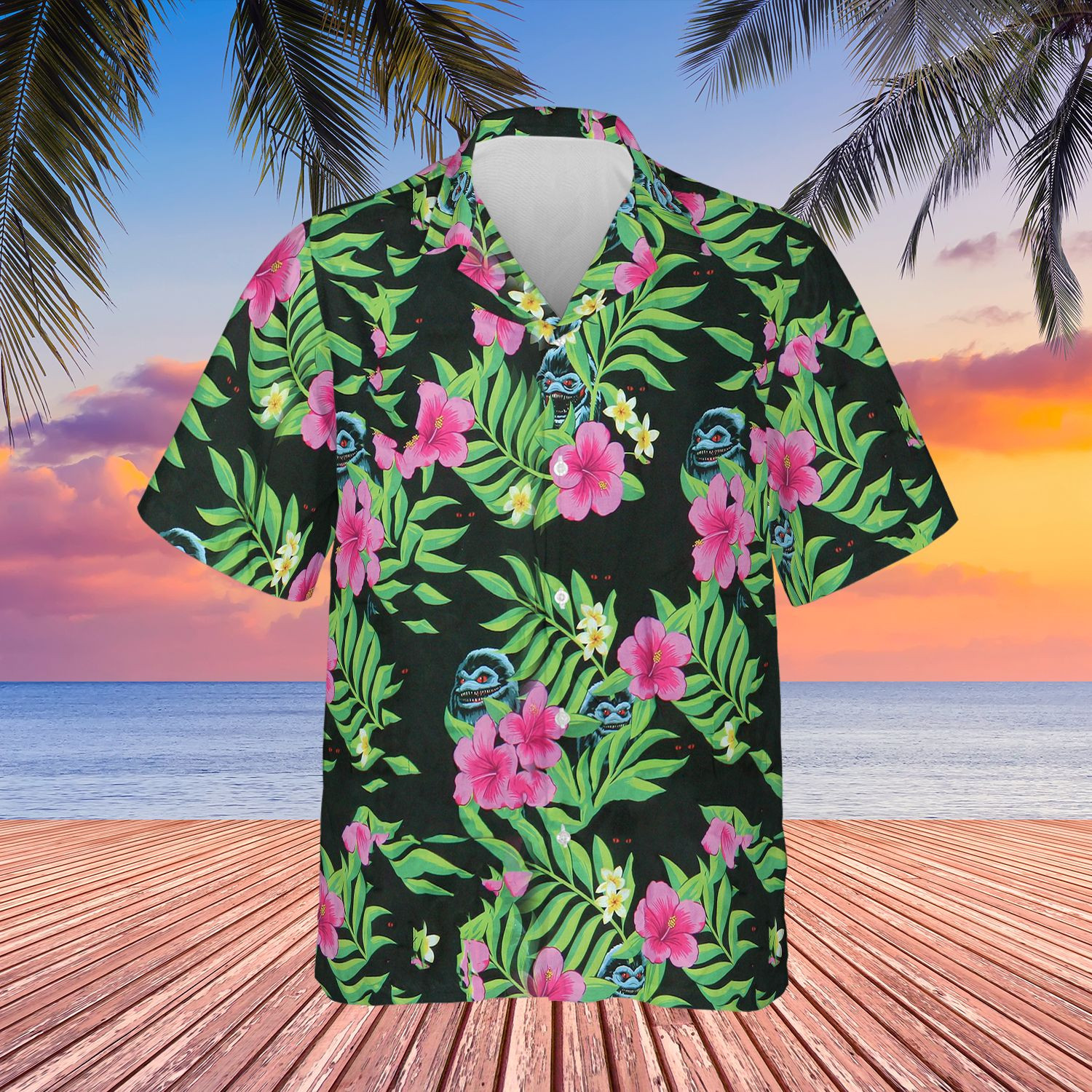 Monster Hibiscus Flower Summer Shirt Halloween Hawaii Gifts For Friend Ha26965