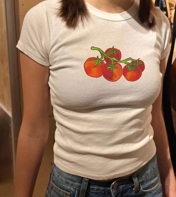 Tomato Girl Baby Tee  Coquette Baby Tee  Pinterest Aesthetic Baby Tee  Y2K Baby Tee  Foodie Shirt  Tomato Baby Tee  Hand Drawn Graphic Shirt