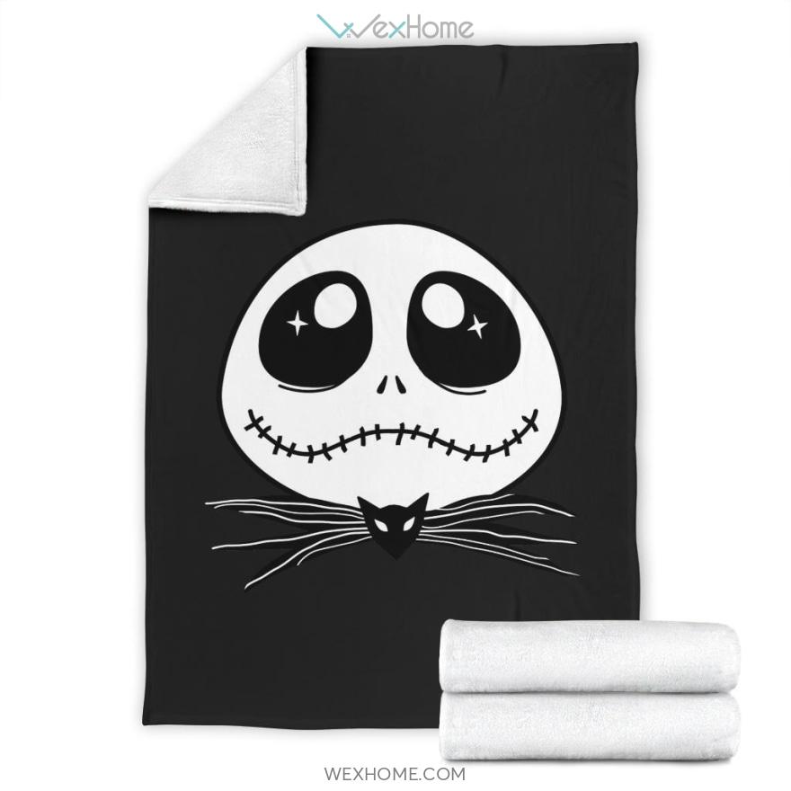 Cute Jack Skellington With Cat The Nightmare Before Christmas Premium Blanket