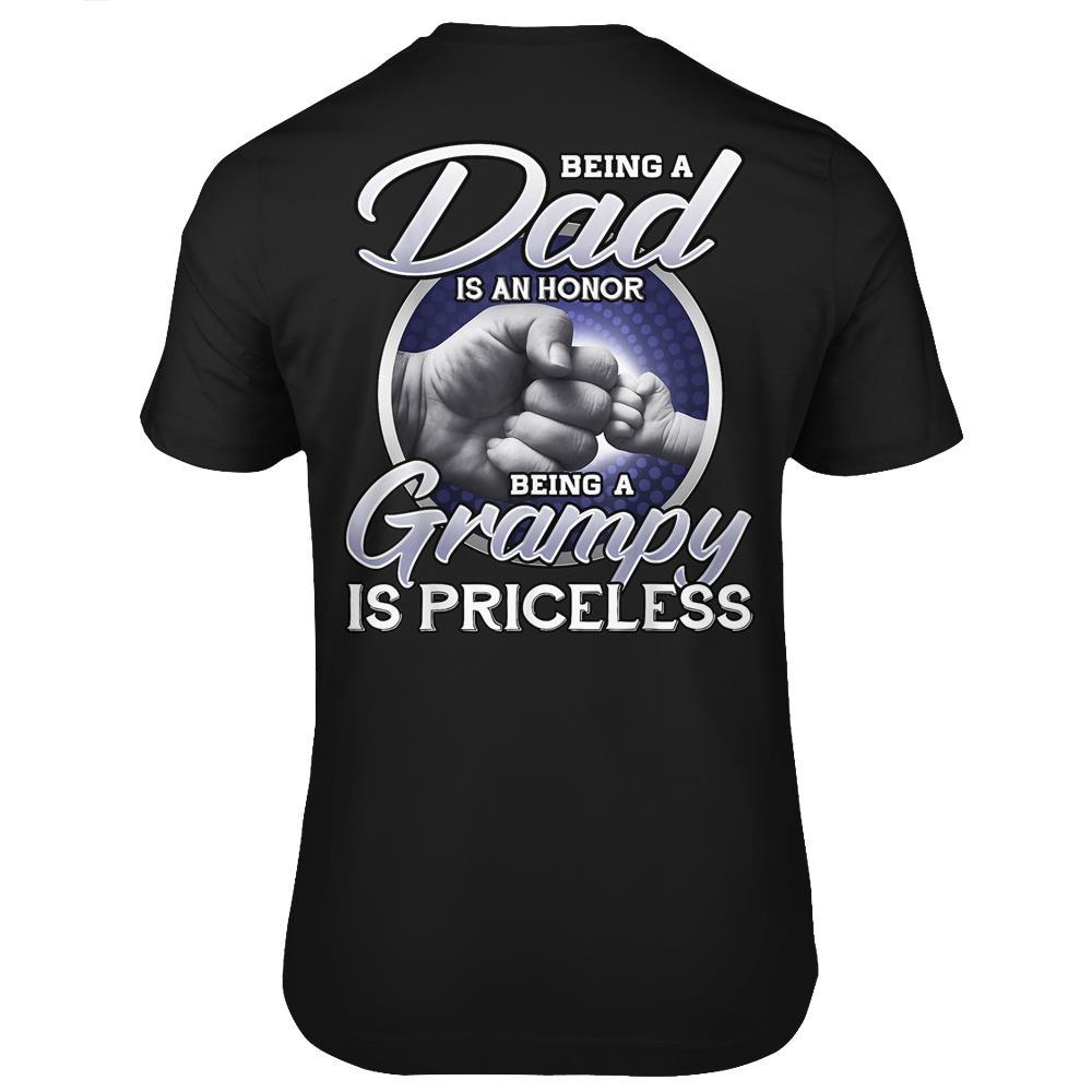 Mens Being Is A Dad An Honor Being A Grampy Is Priceless Father’S Day Gift T Shirts Print On Back