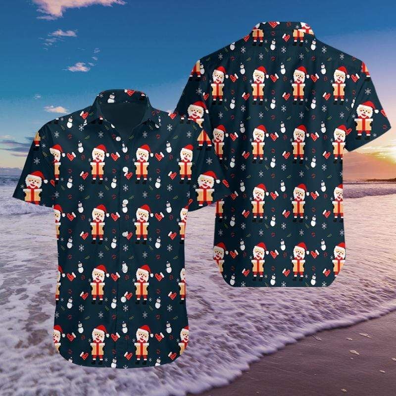 High Quality Merry Christmas So Cute Santa Pattern Hawaii Aloha Shirts Ha94287