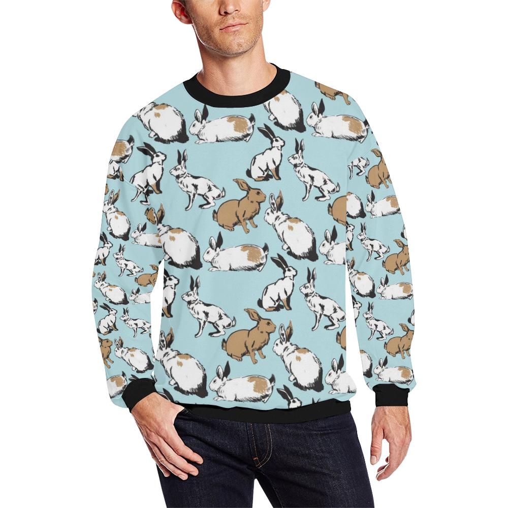 Rabbit Pattern Print Design Rb018 Men Long Sleeve Sweatshirt