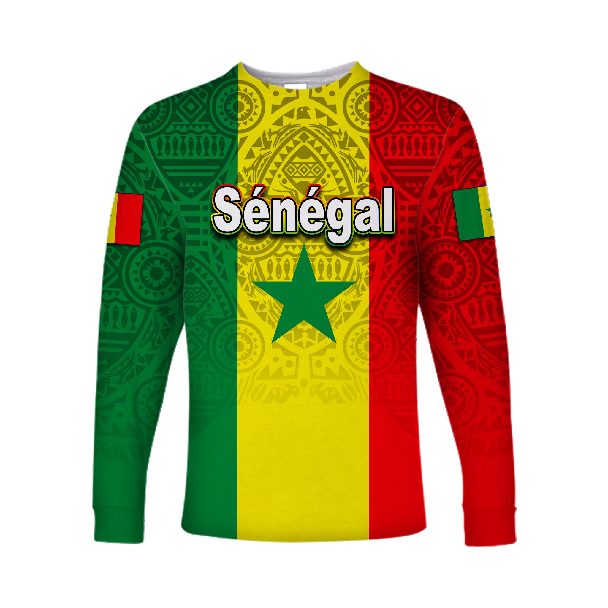 (Custom Personalised) Senegal Long Sleeve Shirts African Pattens Lt6