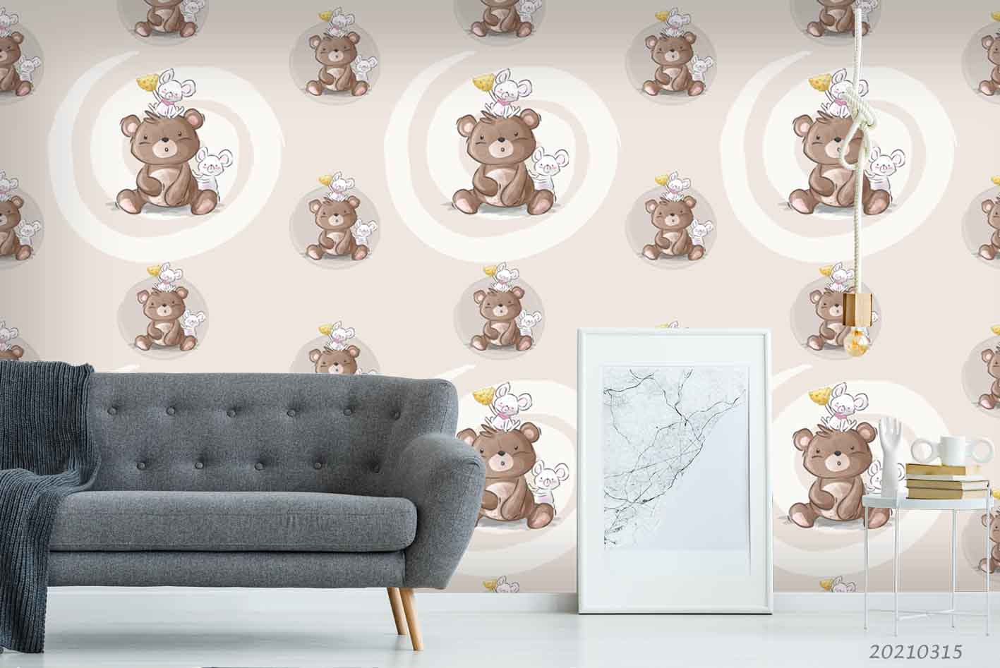 3D Cartoon Animal Bear Wall Mural Wallpaper Lqh 269