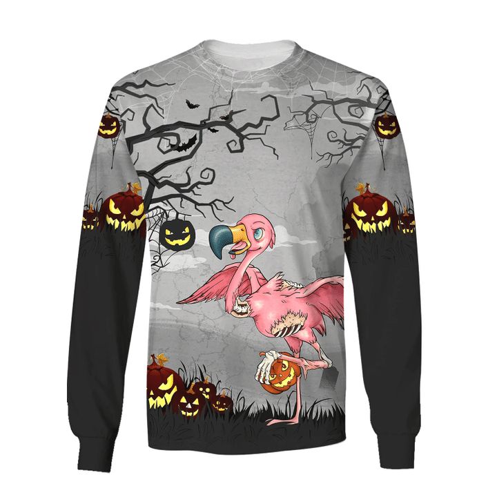 Halloween Flamingo 3D Crewneck Sweatshirt All Over Print Sweatshirt For Women Sweatshirt For Men