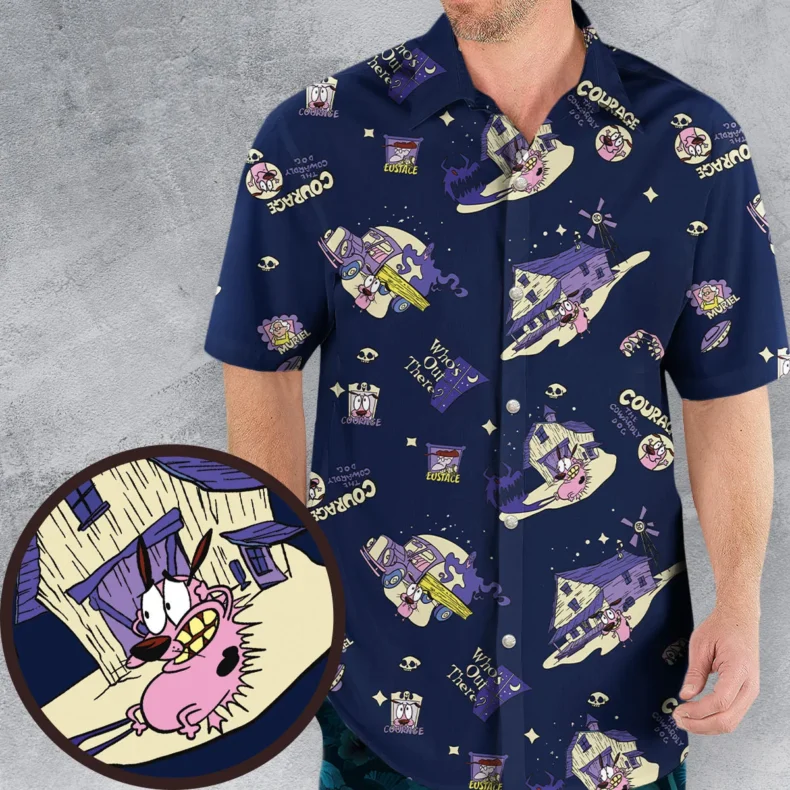 Courage The Cowardly Dog Scenic Hawaiian Shirt