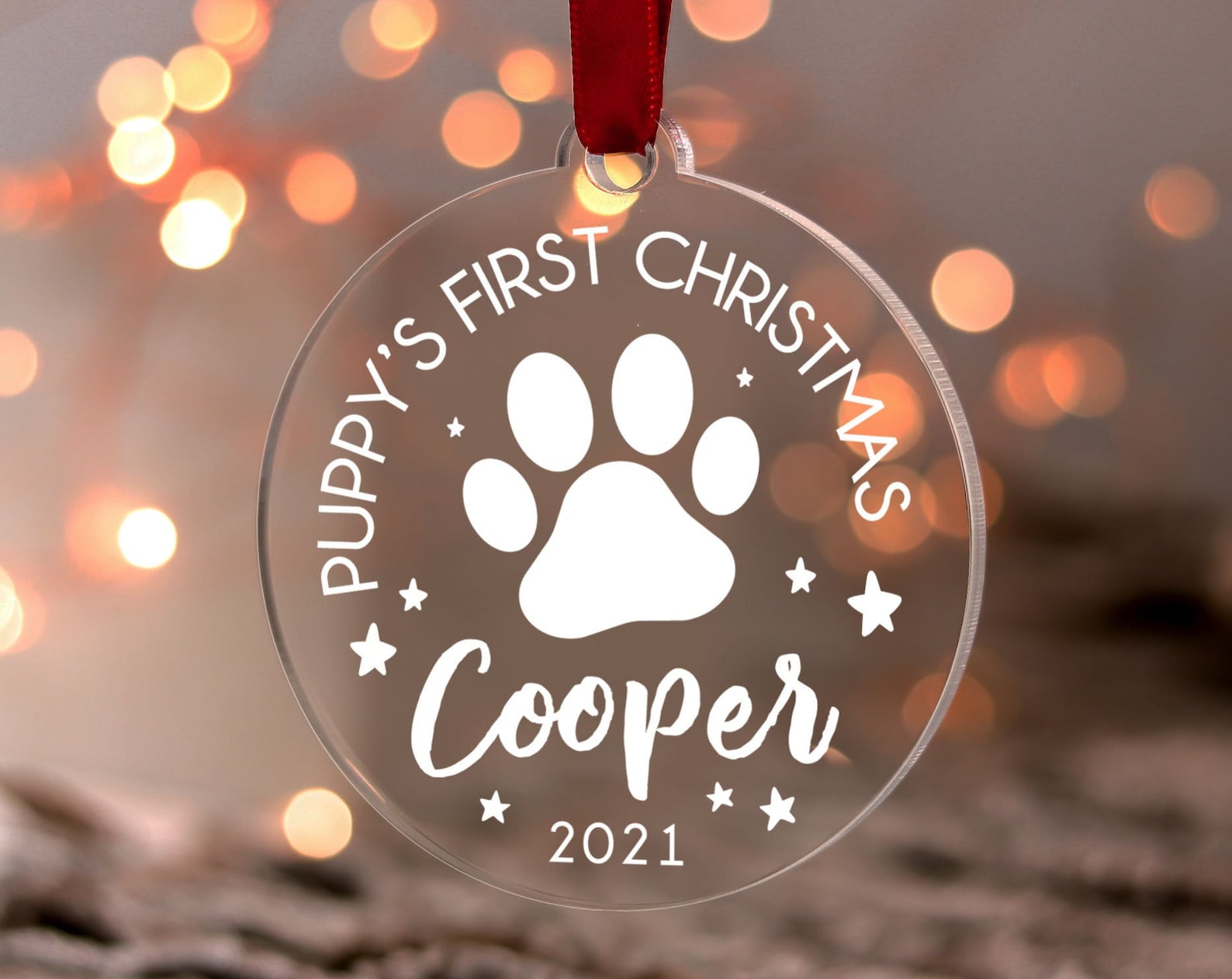 Personalized Puppy First Christmas Dog Bauble Gift For Dog Lovers Dog Cat First Christmas Gift Ornament