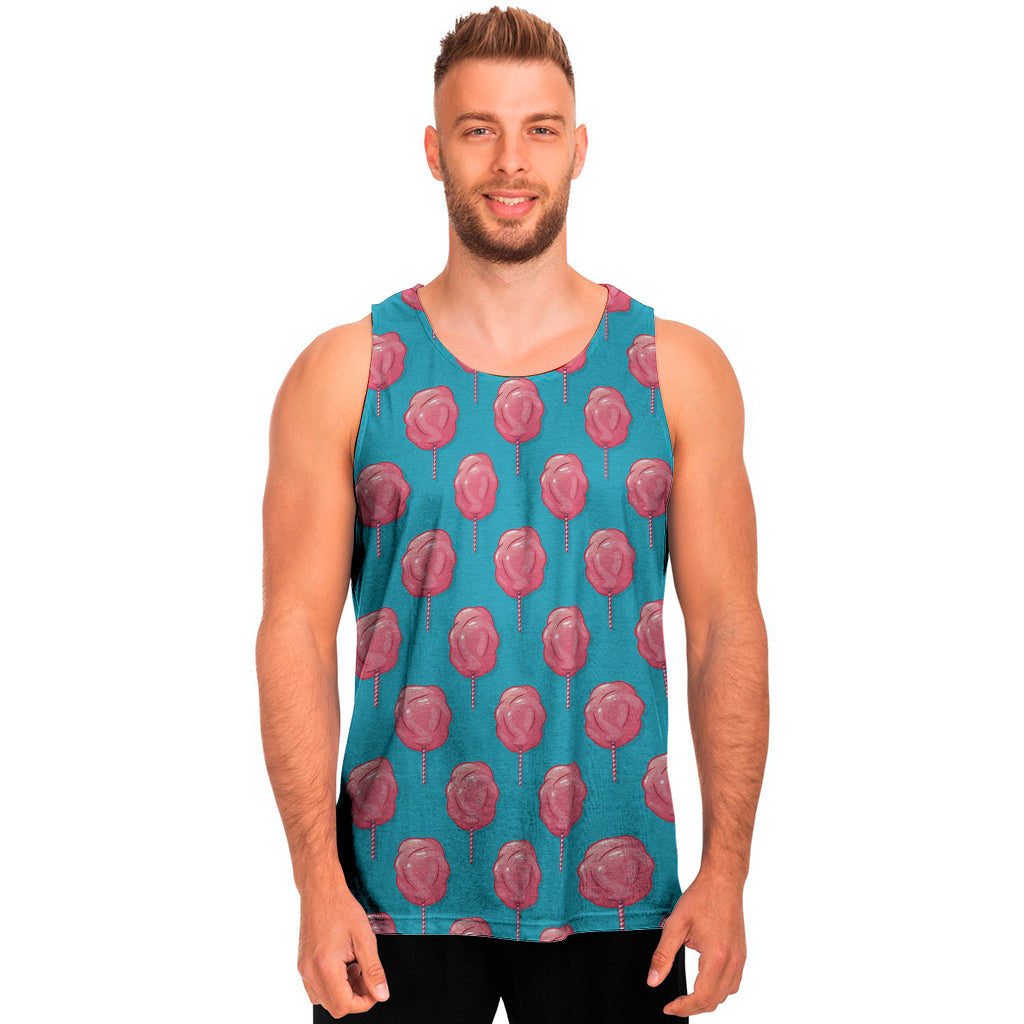 Pink And Blue Cotton Candy Pattern Print Men’S Tank Top