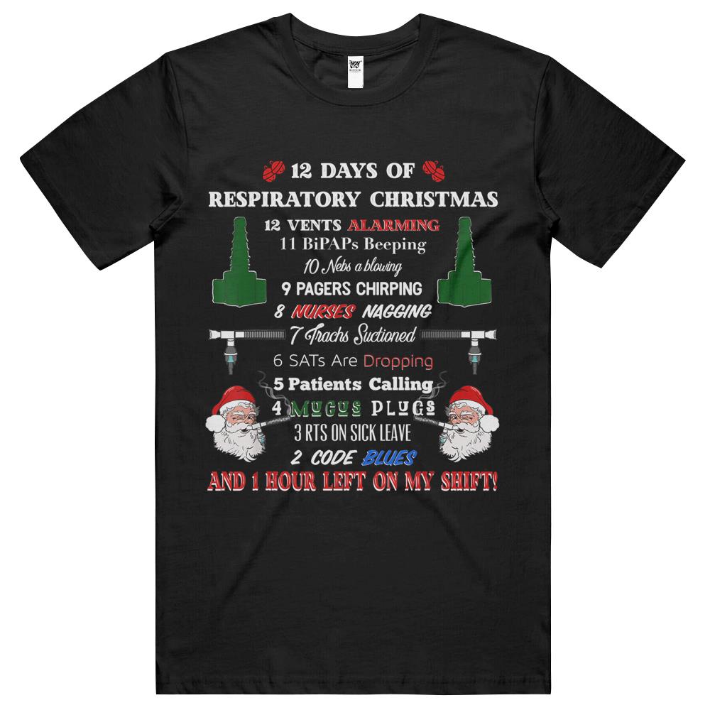 12 Days Of Respiratory Therapist Christmas T Shirts