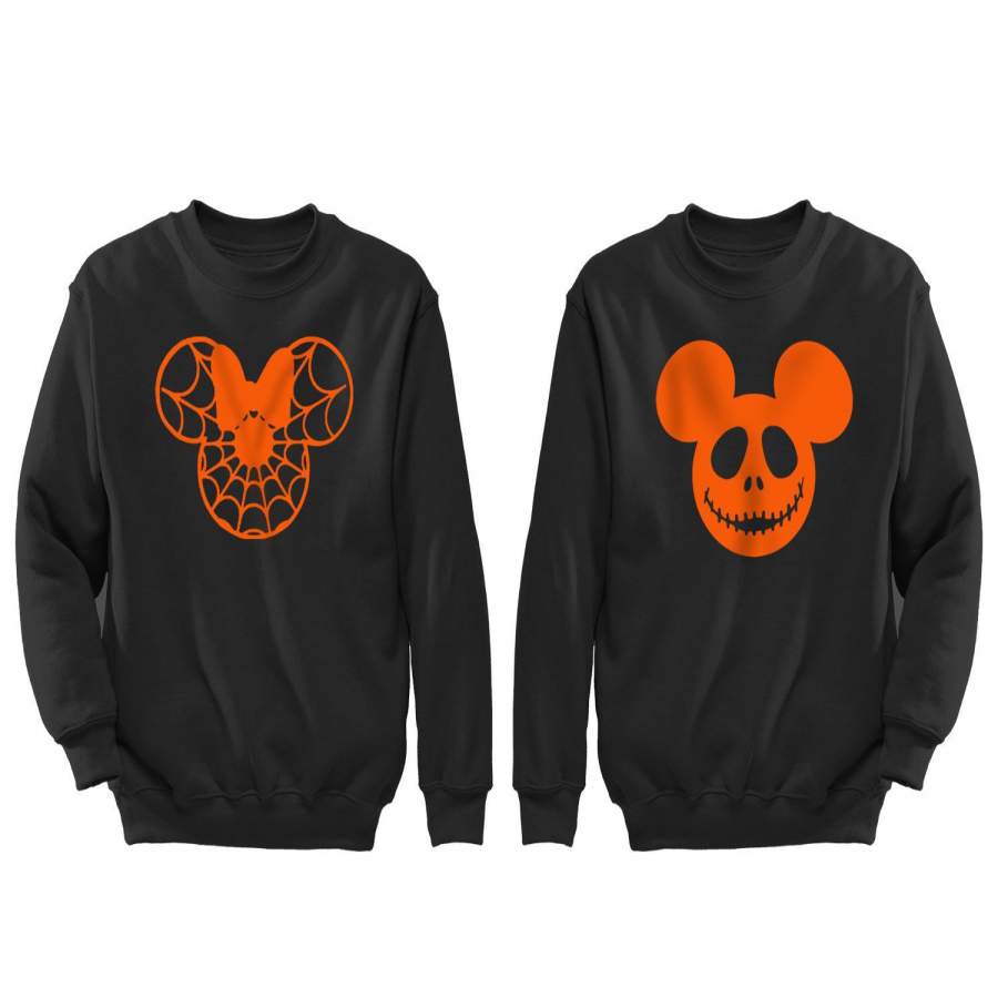 XtraFly Apparel Witch Spider-Web Pumpkin Halloween Pullover Crewneck-Sweatshirt