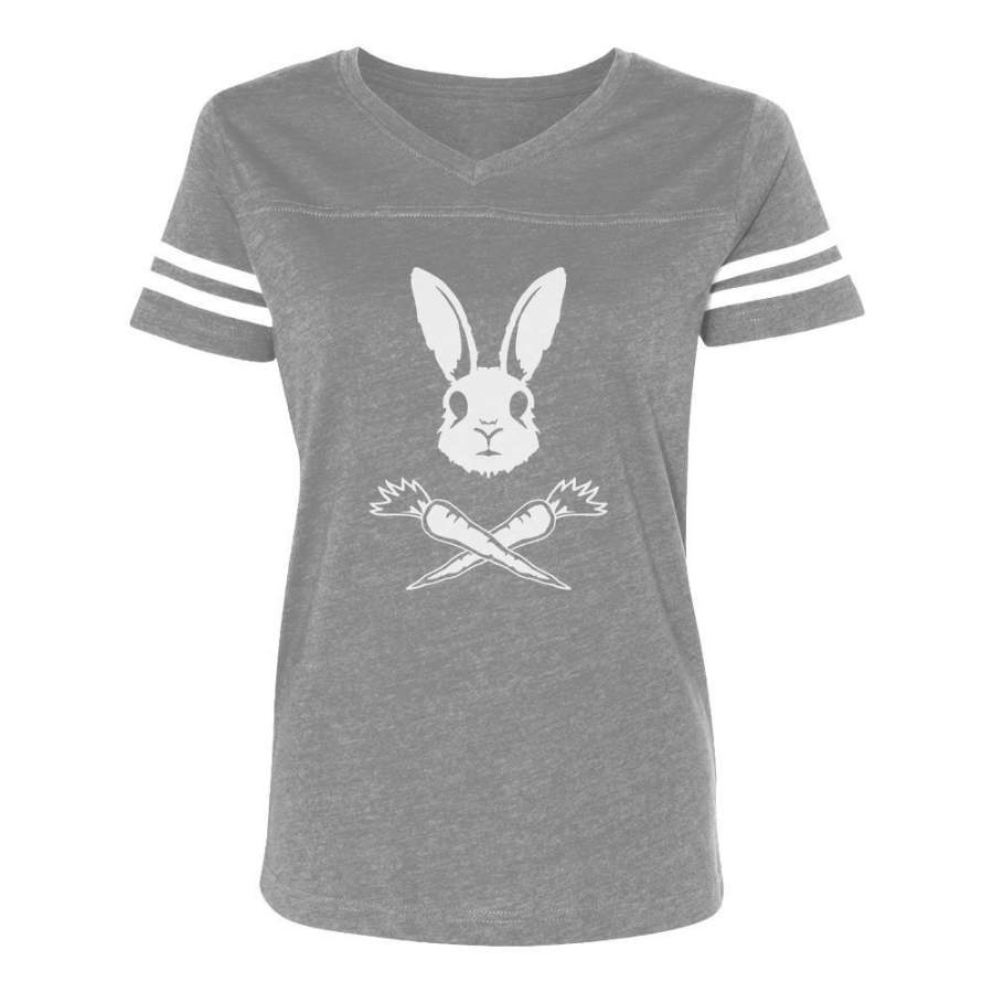 Rabbit Skull Easter Carrots Crossbones Women Football Jersey T-Shirt