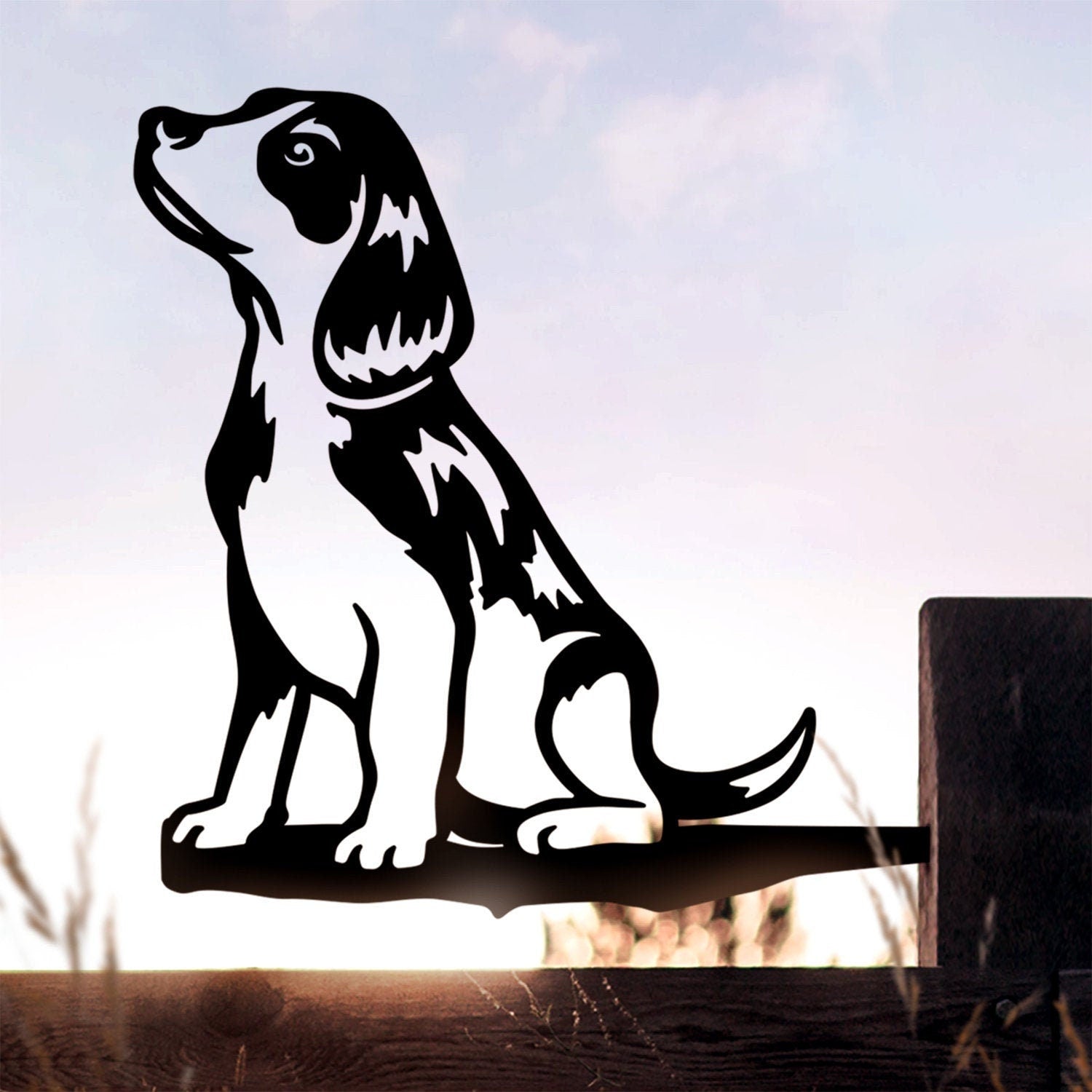 Metal Beagle Silhouette Puppy Love – Usa Steel Dog Sign Cutout – Rustic Outdoor Home & Garden Decor – Housewarming Gift For Dog Lovers