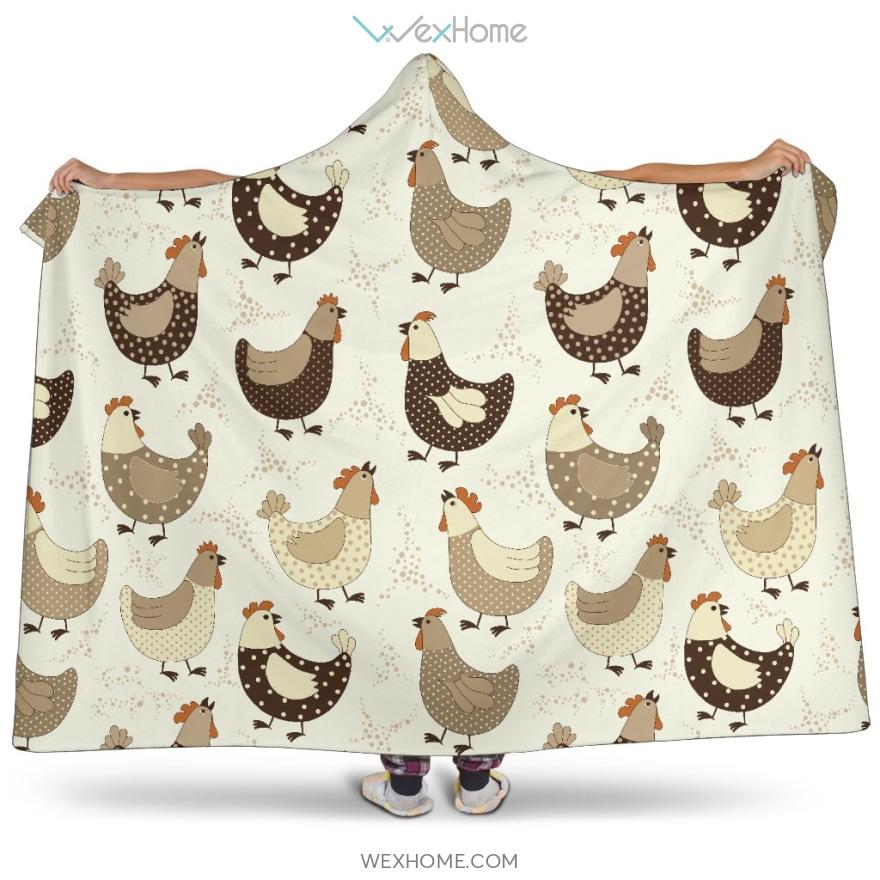 Cute Rooster Chicken Cock Hooded Blanket