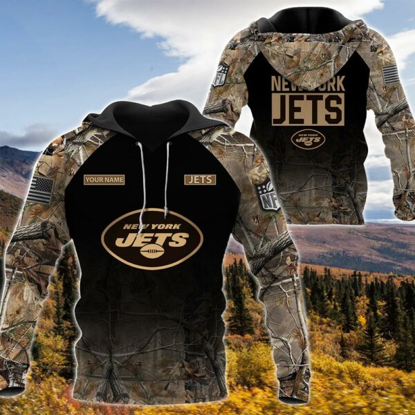 22-New York Jets -Personalized Your Name Hunting Camo Style-3D Hoodie,T-Shirt, Sweatshirt, Zipper-Ds005