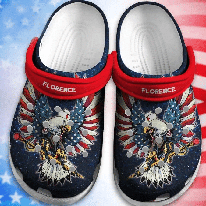 American Eagle Caduceus Nurse Gift For Lover Rubber clog Shoes Comfy Footwear