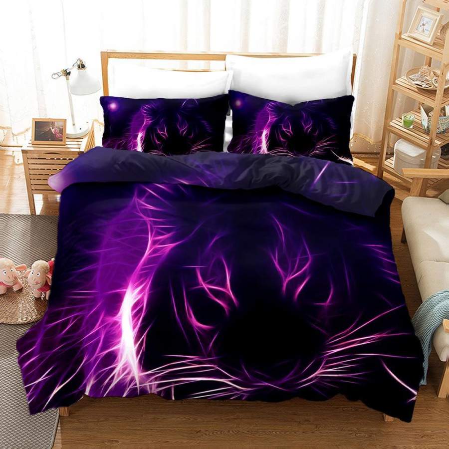 3D Purple Tiger Quilt Cover Set Bedding Set Pillowcases 226