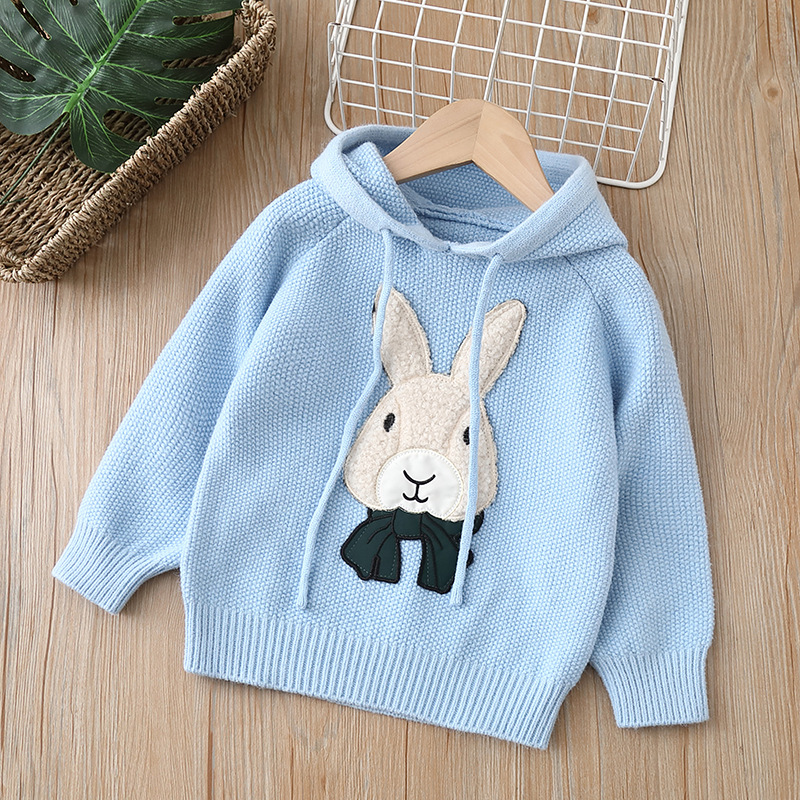 Toddler Girls Sweaters Tops Clothes 2022 Autumn New Cute Bunny Hooded Knitted Sweatshirt Coats for 1-6Y Kids Girls Baby Outfit alx