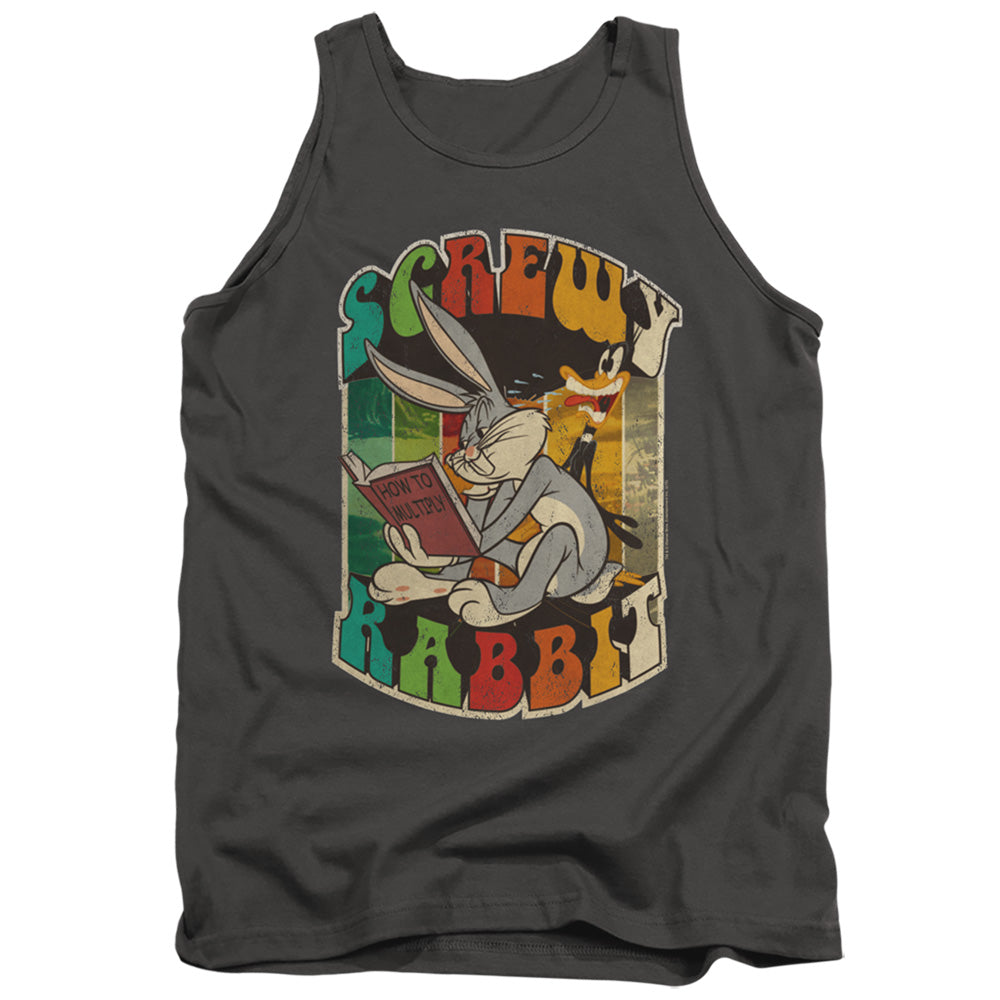 Looney Tunes Screwy Rabbit Mens Tank Top Shirt Charcoal