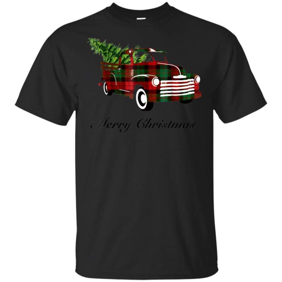 Vintage Plaid Merry Christmas Truck T-Shirt